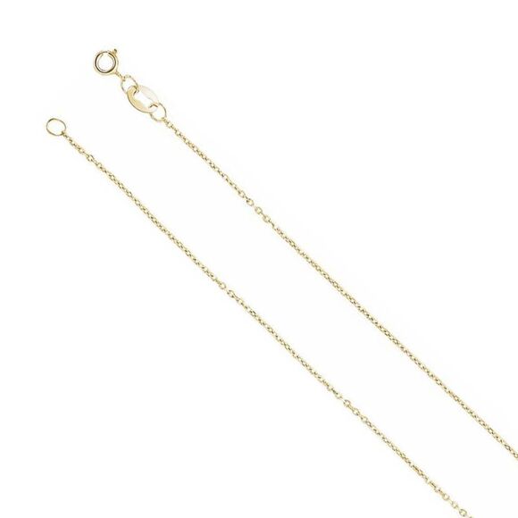 1mm 14K Yellow Gold Diamond-Cut Solid Cable Chain Necklace,...